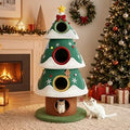 Christmas Cat Tree, Indoor Tower with 4 Enclosed Hideaways