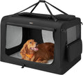 Black collapsible soft-sided dog crate with mesh windows, 48 inch size