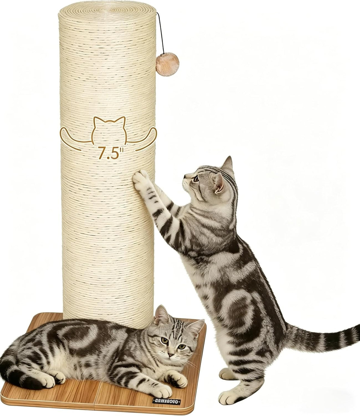 Tall modern wood cat tree with hammock, condo and cushions – view 2