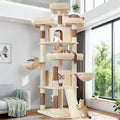 81 inch light gray multi-level cat tree with plush bed and hammock – view 6