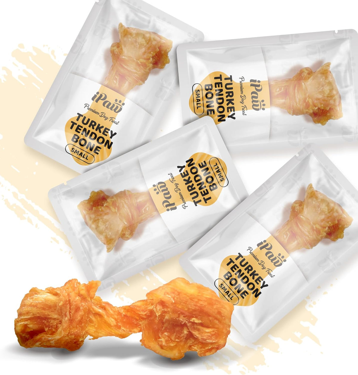 Pile of small turkey tendon lollipop dog chews – view 2
