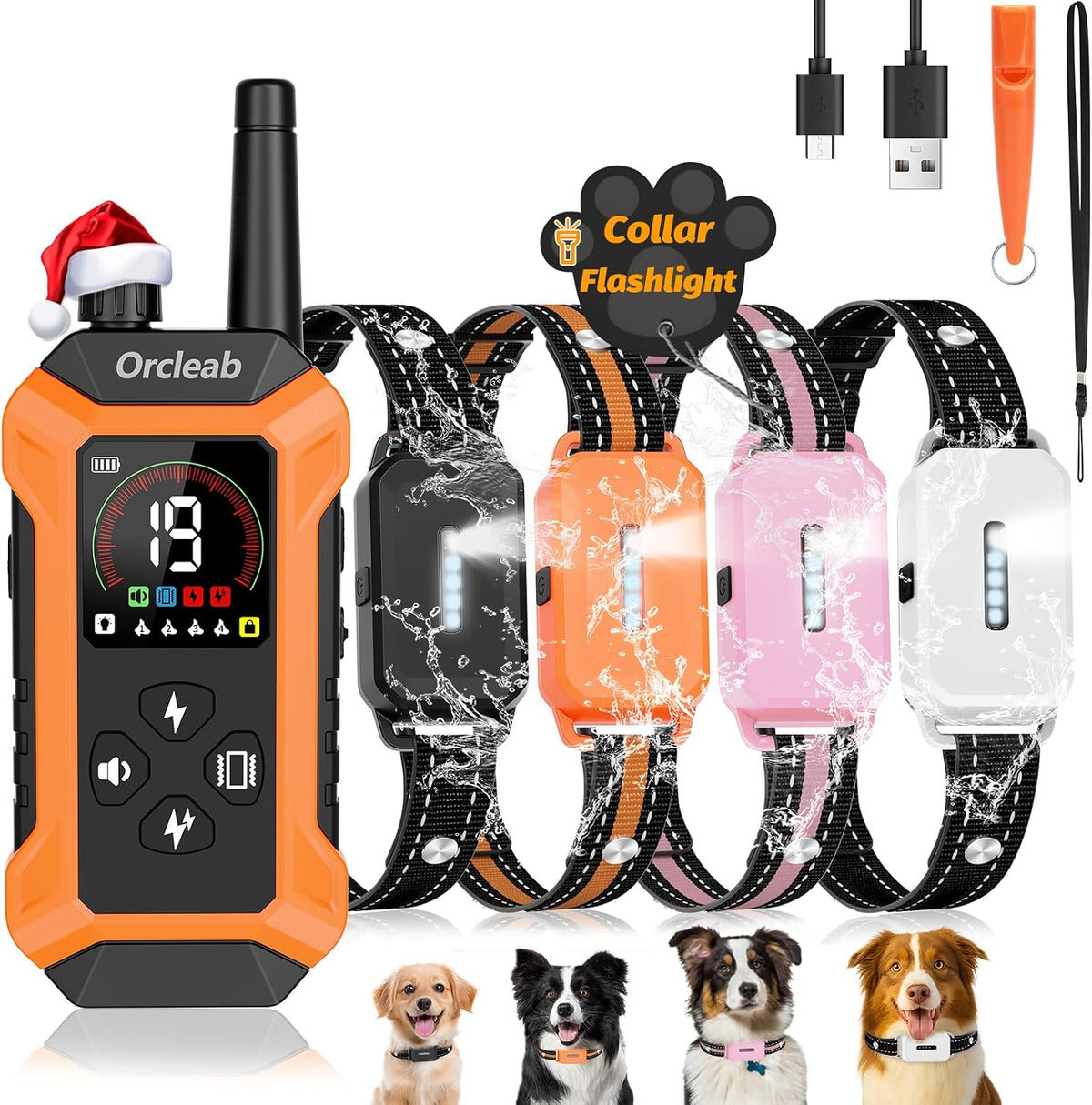 Remote control with four waterproof dog training collars