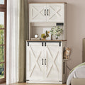 Tall rustic brown and white double litter box cabinet with storage