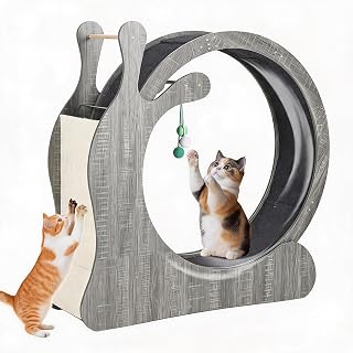 Jojoka 37.4" Silent Wooden Cat Exercise Wheel, Gray Oak