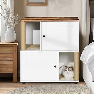 Double Cat Litter Box Enclosure with Shelf