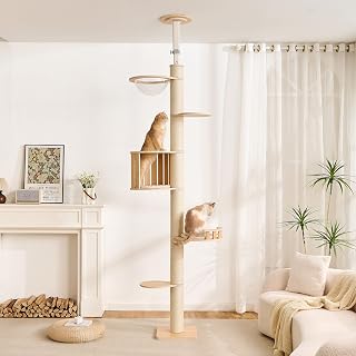 Floor-to-Ceiling Cat Tree, Adjustable 7.9-9.9 ft Tension Cat Tower
