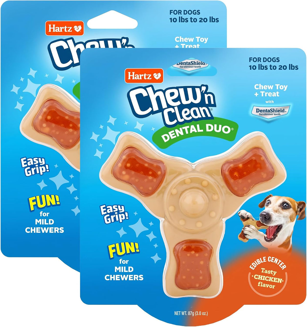 Chicken flavored tri-point dog chew toys with textured nubs – view 4