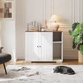 Extra Large Cat Litter Box Furniture Enclosure with Power Outlet