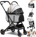 GTPLAYER 3-in-1 Pet Stroller with Removable Carrier, Foldable, All-Terrain, Up to 45 lbs, Gray