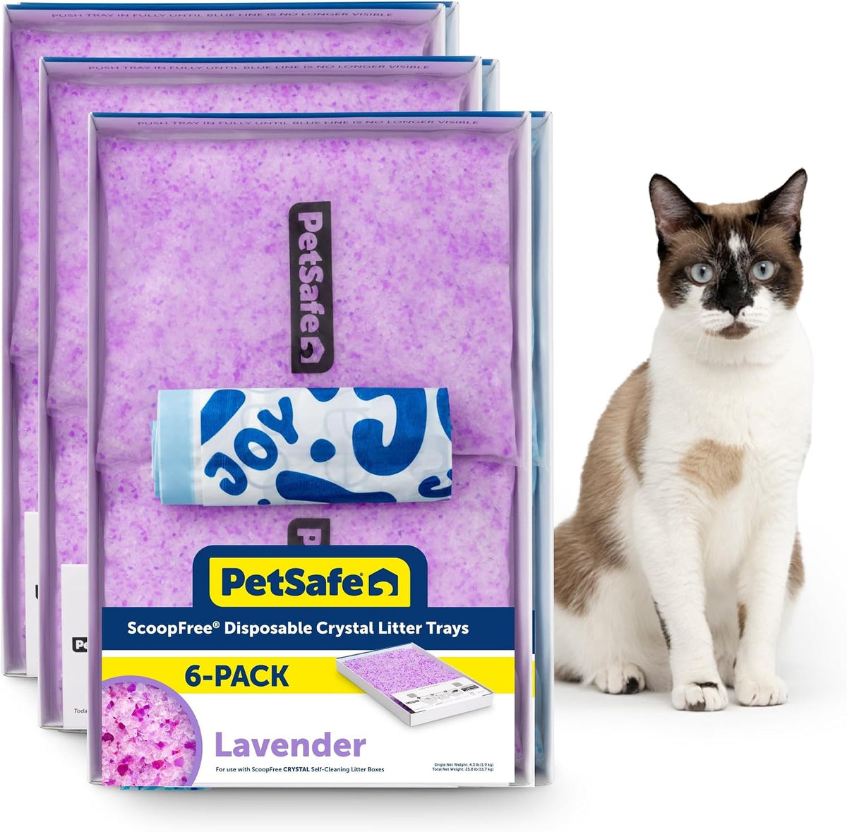 Disposable crystal cat litter tray with blue crystals