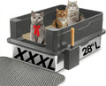 Two large stainless steel cat litter boxes with high sides and lids – view 2