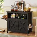 Black litter box enclosure aquarium stand with fold-out cat perch