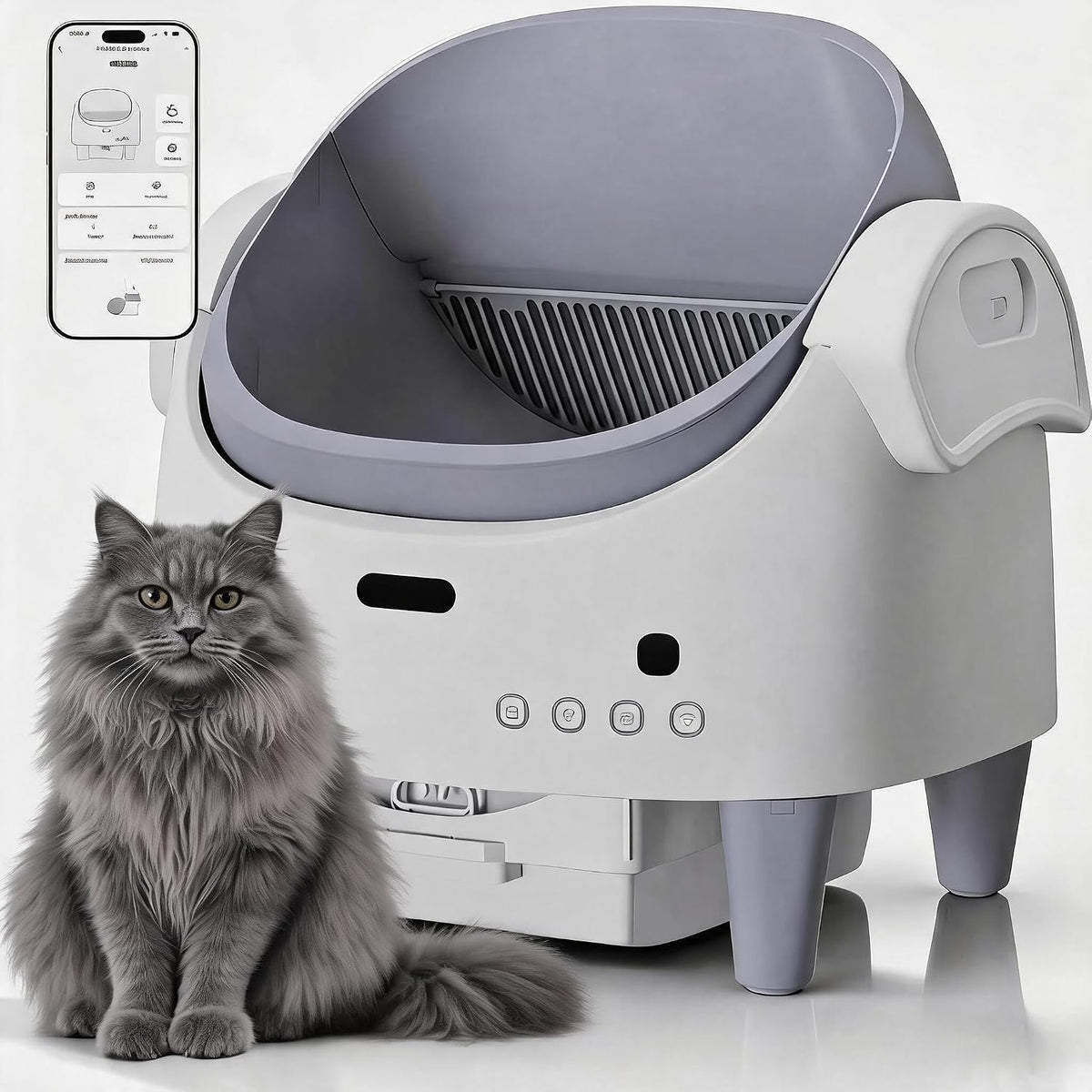 Coffee color open top automatic cat litter box – view 3