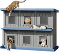 Two-story resin outdoor cat house with escape door