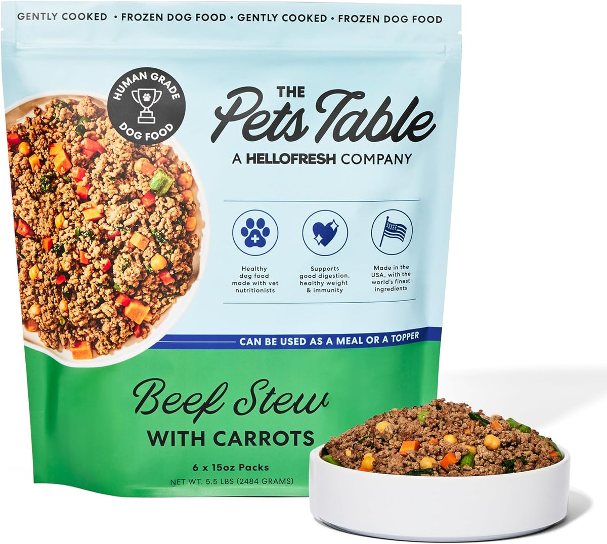 Variety pack of fresh dog food pouches in beef, chicken and turkey recipes – view 7