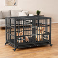 42 inch heavy-duty folding steel dog crate on wheels with open top