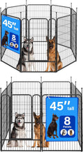 Black 45 inch heavy duty metal dog playpen with gate in a yard