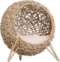 Elevated Woven Cat Bed with Cushion