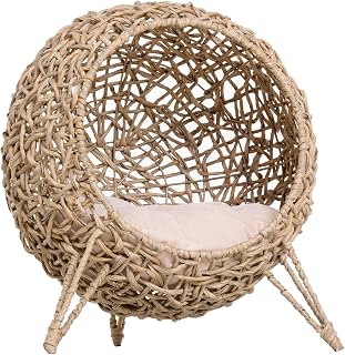 Elevated Woven Cat Bed with Cushion