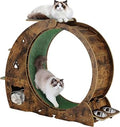Patikuin 4-in-1 Indoor Cat Running Wheel with Scratch Pad, Play Roller and Wood Base