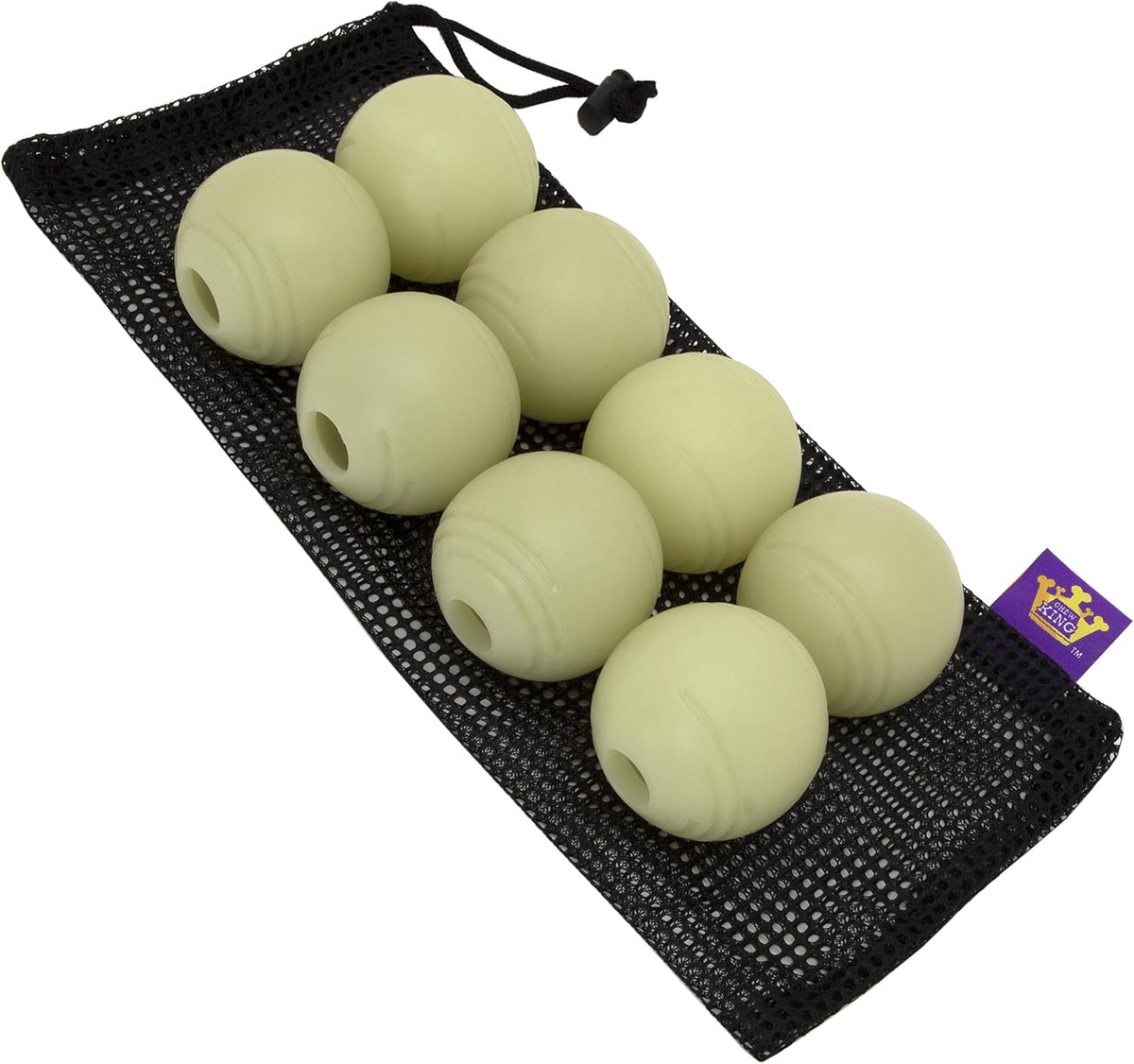 Pile of glowing lattice rubber dog fetch balls