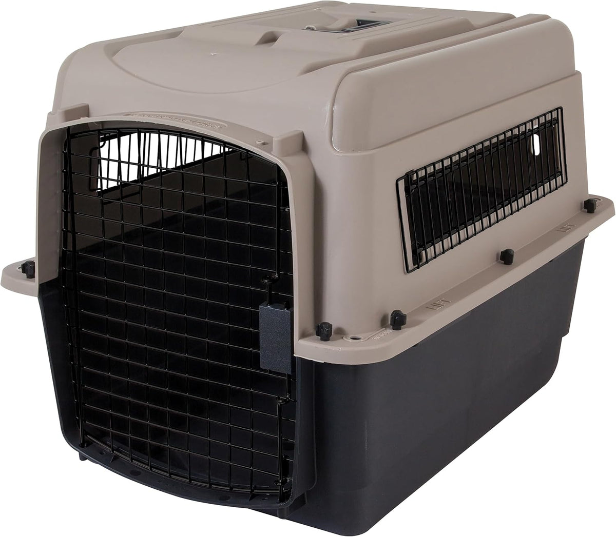 28 inch plastic travel dog kennel with wire vents and door