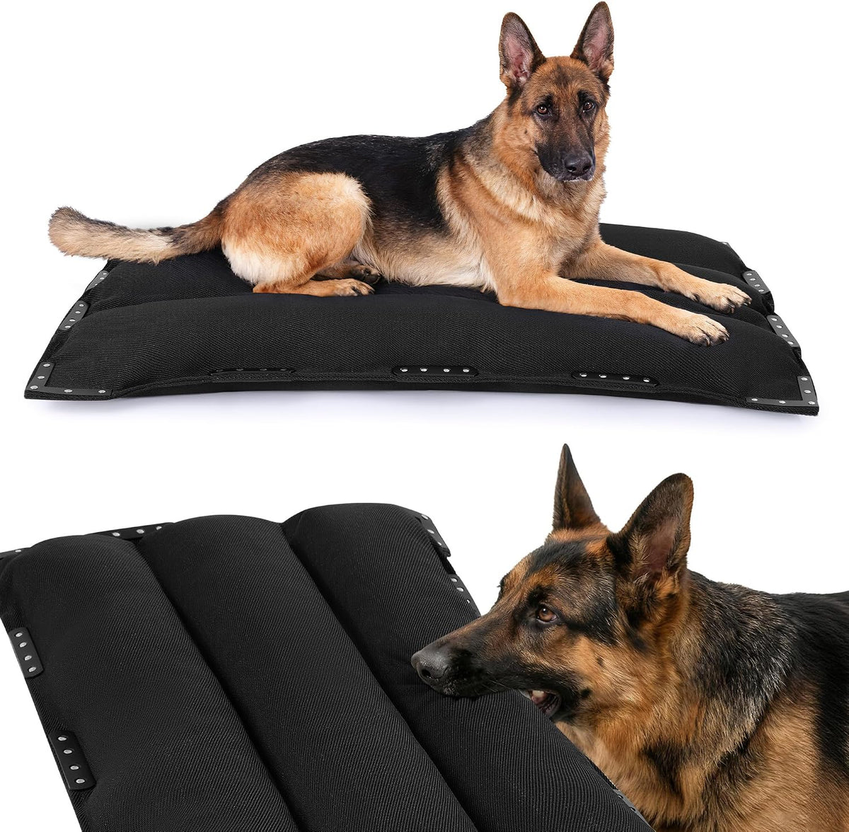 Heavy duty riveted waterproof dog crate pad with shredded foam fill