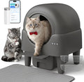 Graphite gray 90L self-cleaning cat litter box with mat