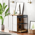 Rustic brown litter box enclosure for two cats with side entries