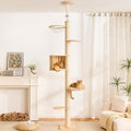 Six-tier floor to ceiling cat tree with condo capsule and top perch