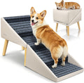 Six-step foldable dog stairs beside a high bed – view 4