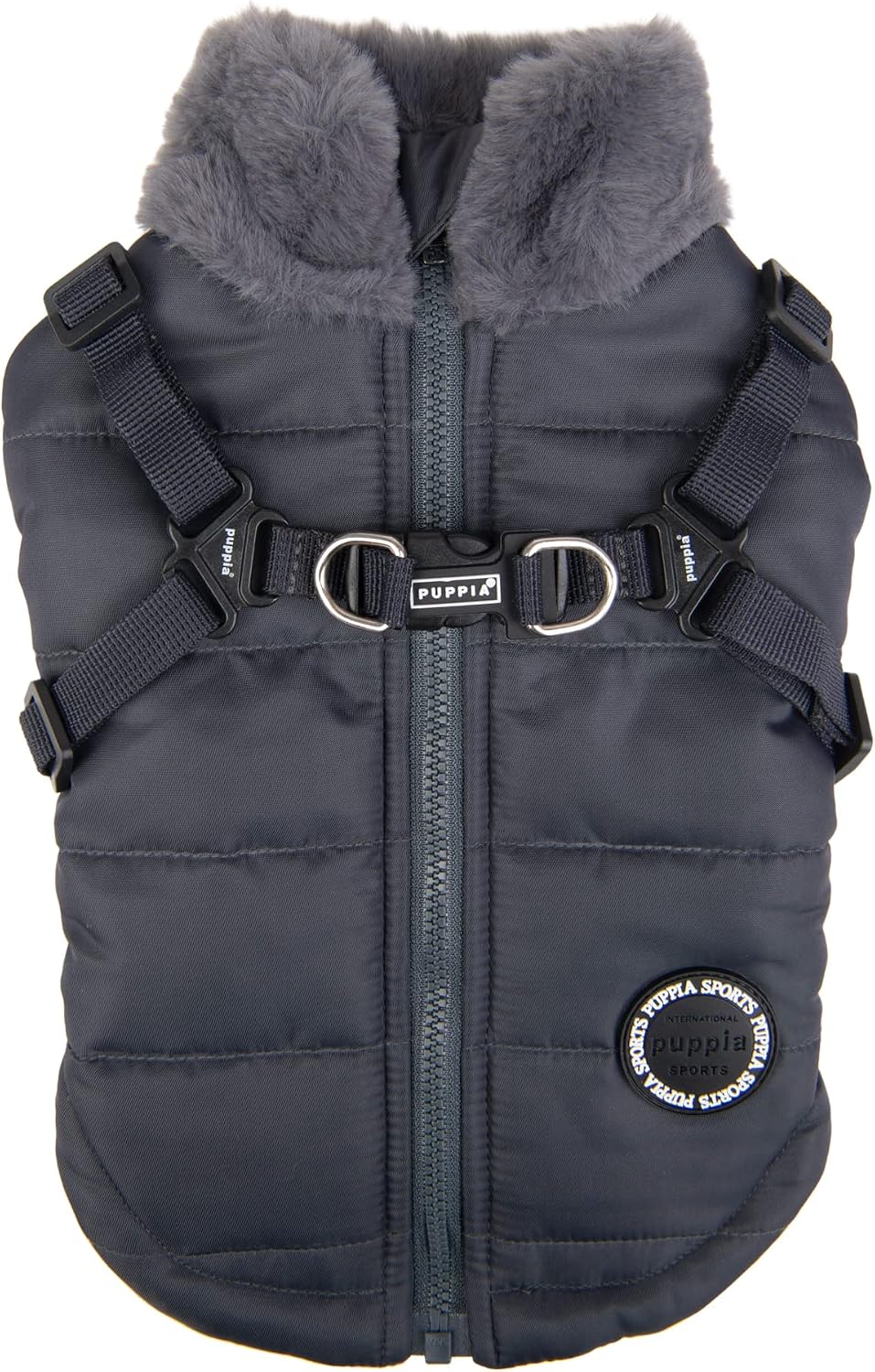 Khaki waterproof winter dog coat with integrated harness and fleece lining – view 4