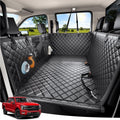 Black and orange XL hard bottom dog seat cover with mesh window in a truck – view 2