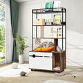 Litter Box Enclosure with 4-Tier Shelves and Cat Scratching Post