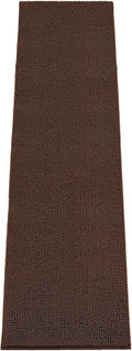 Brown chenille dog door mat runner at an entryway