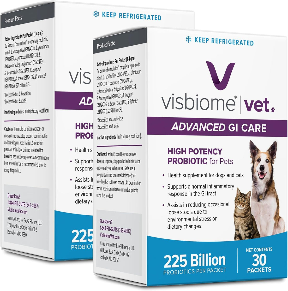 Box of 60 count multi-strain probiotic for dogs and cats