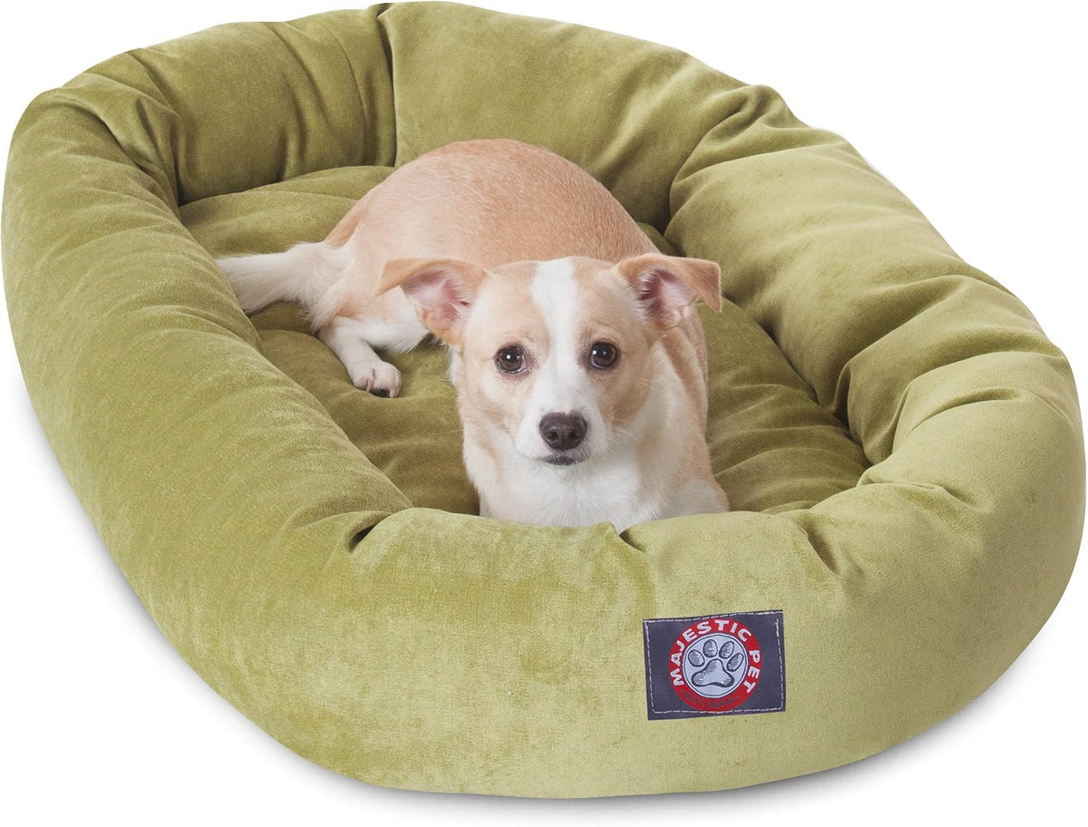 Marine blue medium shredded memory foam dog bed with bolster head rest – view 36