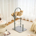 White modern solid wood cat tree with capsule, condo and sisal posts – view 9