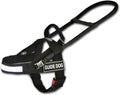 Black lightweight nylon dog harness with reflective trim and handle