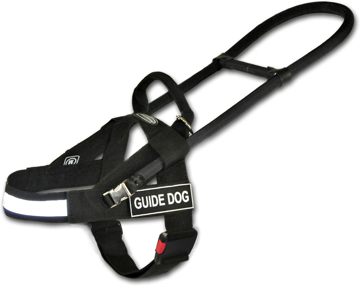 Black lightweight nylon dog harness with reflective trim and handle