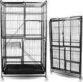 4-Tier Foldable Cat Crate, 53.5 Inches, Iron Frame with Wheels