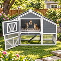 Wooden Outdoor Cat House with Run, Catio for Indoor and Outdoor Use