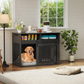 Black farmhouse dog crate furniture with sliding barn door and two drawers – view 2