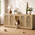 Oak 59.1 inch double litter box enclosure with four doors