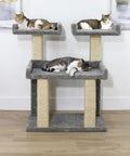 Deluxe solid wood cat perch covered in plush carpet for large cats