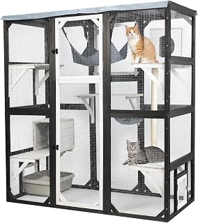 Ketive 64-Inch Catio Outdoor Cat Enclosure, Large Cat House and Patio
