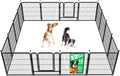 16-panel dog playpen set up on grass beside an RV