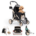 Gray lightweight aluminum dog stroller with low entry door and rubber wheels – view 2