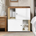 Double Cat Litter Box Enclosure with Shelf for 2 Cats, White and Vintage