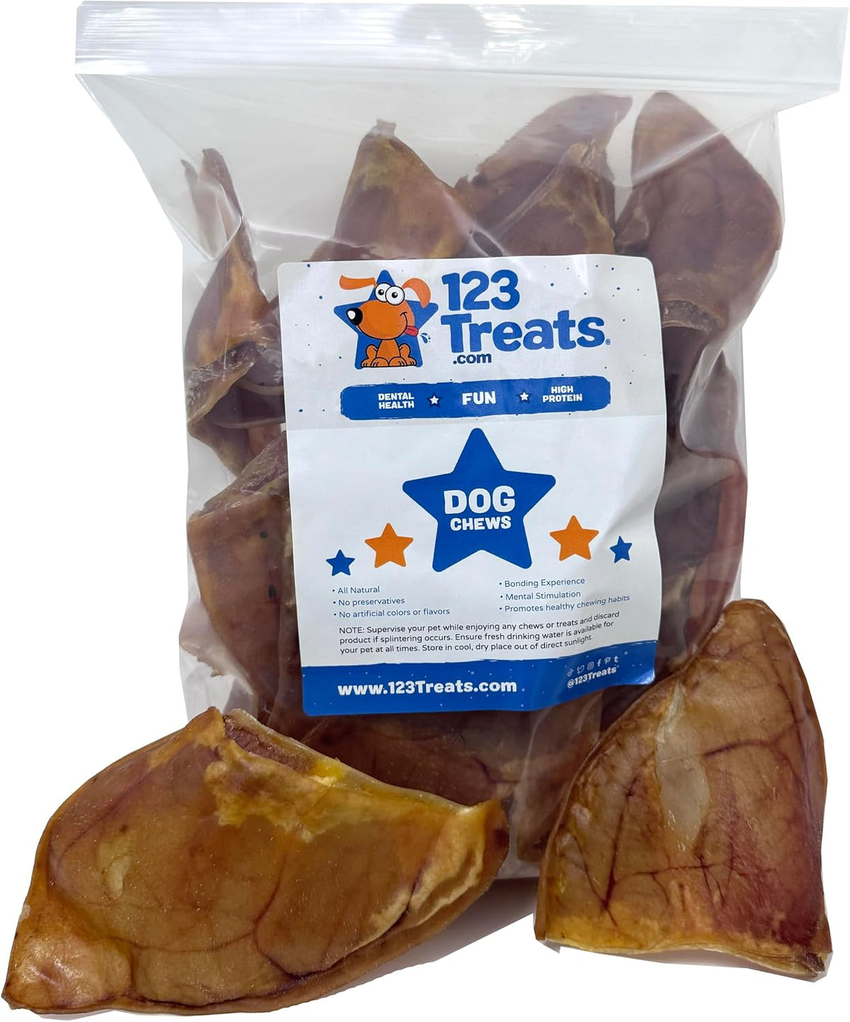 Bag of 50 slow baked natural pig ears for dogs – view 3